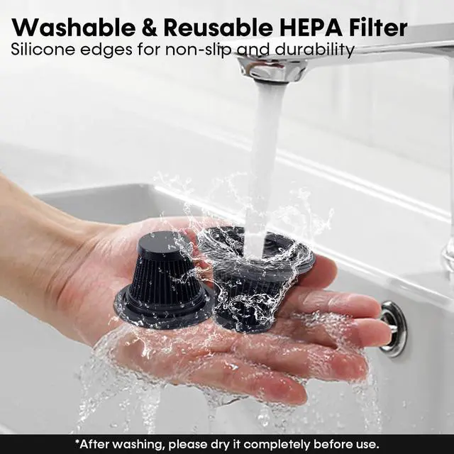 Alt view image 6 of 7 - Portable Handheld Vacuum Cordless 10,000Pa Suction Power, Lightweight 1.8 lbs, Washable HEPA Filter, LED Light, Quiet, 800ml Dustbin, Perfect for Home