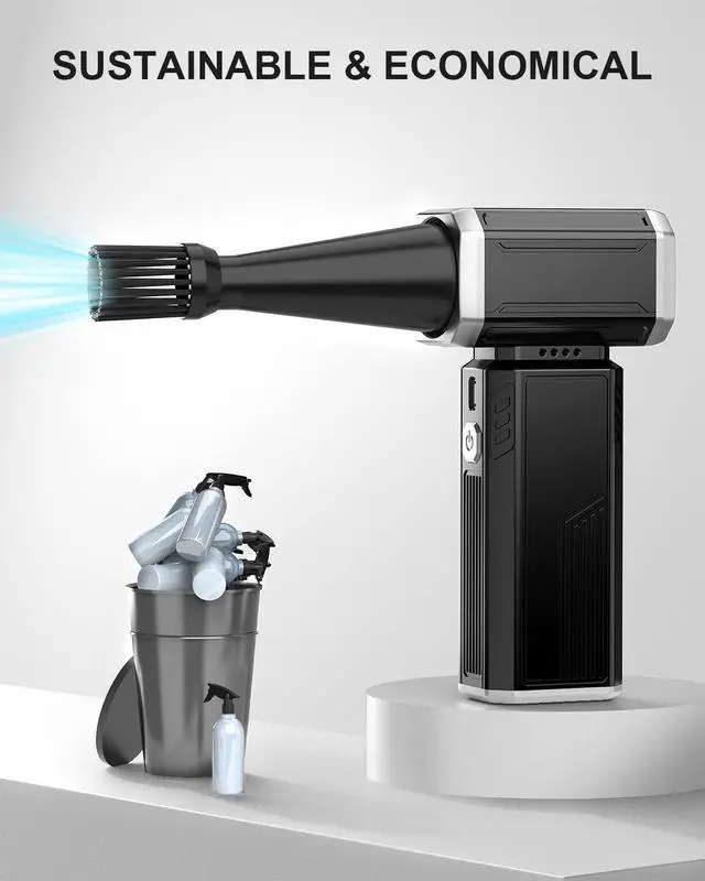 Alt view image 3 of 7 - Electric Air Duster, Mini Vacuum Cleaner - 180000 RPM Turbo Fan 2-in-1 Compressed Air Duster & Vacuum Stepless Speed Adjustable for Dust Debris Removal Keyboards Electronics Home Auto Outdoor Use