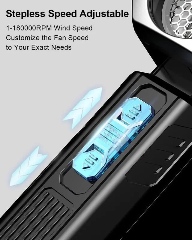 Alt view image 6 of 7 - Electric Air Duster, Mini Vacuum Cleaner - 180000 RPM Turbo Fan 2-in-1 Compressed Air Duster & Vacuum Stepless Speed Adjustable for Dust Debris Removal Keyboards Electronics Home Auto Outdoor Use