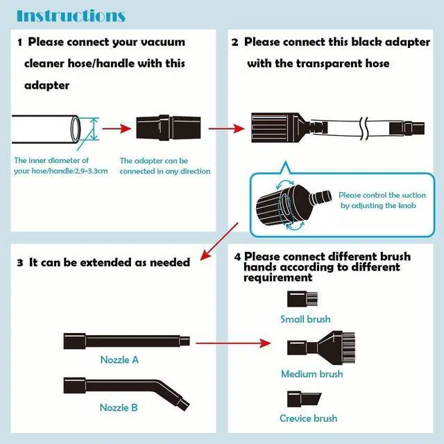Alt view image 6 of 7 - Micro Cleaning Nozzle Kit,Micro Vacuum Attachment,Universal Vacuum Cleaner Attachment,Mini Micro Kit Keyboard Crevice Cleaning Tool Brush Kit,for Compact Wet Dry Shop Vacuum,Storage Bag Inc