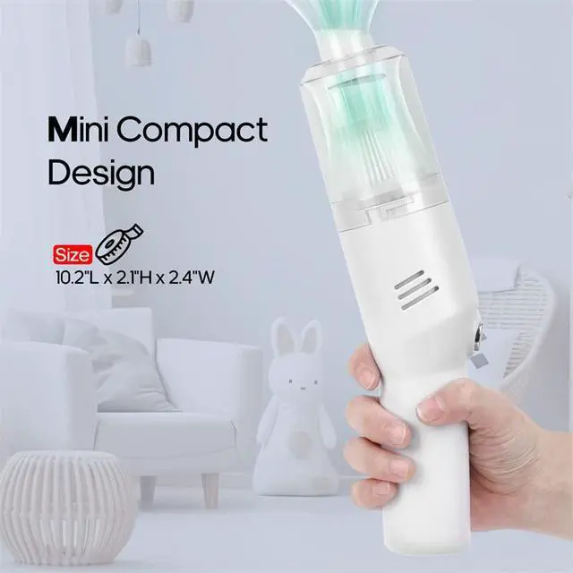 Alt view image 2 of 7 - Wireless Mini Car Vacuum Cleaner(400g) Portable Rechargeable,Handheld Vacuums, Mini but Mighty Dust Busters Cordless Rechargeable,Hand Held Vac for Car/Desk V06/white