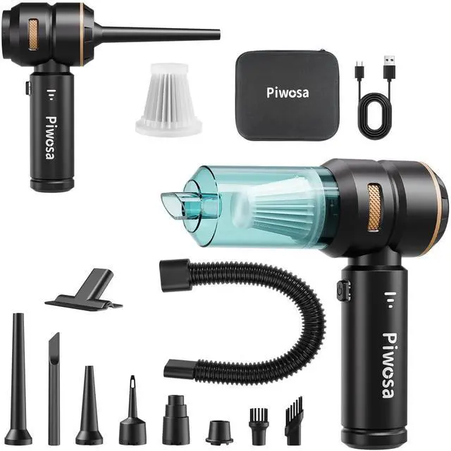 Main image of Handheld Vacuum Cordless, Car Vacuum Cleaner with Brushless Motor, Strong Suction Vacuum & Compressed Air Dusters with LED Light, Wireless Mini Portable Hand Vacuum Blower for Home, Pet (Black)