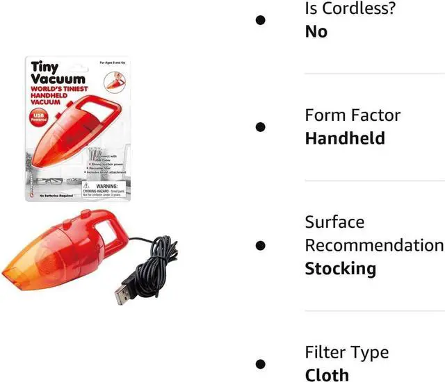 Alt view image 2 of 2 - World's Tiniest Vacuum, USB Powered, Strong Suction, Brush Attachment, 3.7V, for Home and Office