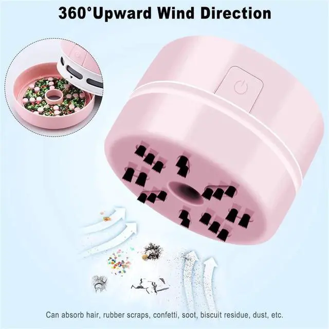 Alt view image 3 of 7 - Diamond Painting Accessories Vacuum Cleaner Mini Desktop Sweeper Organizer Stray Drill Clean Diamond Art,Pink