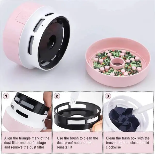 Alt view image 5 of 7 - Diamond Painting Accessories Vacuum Cleaner Mini Desktop Sweeper Organizer Stray Drill Clean Diamond Art,Pink