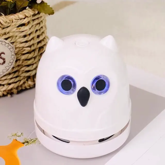 Main image of Mini Crumb Vacuum Cleaner Owl Tabletop Crumb Sweeper Vacuum USB Recharging Craft Desk Vacuum Cleaner for Glitter Paper Scraps Eraser Crumbs Pencil Shavings Cookie Crumbs