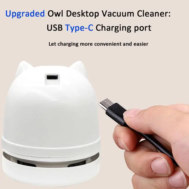 Alt view image 3 of 7 - Mini Crumb Vacuum Cleaner Owl Tabletop Crumb Sweeper Vacuum USB Recharging Craft Desk Vacuum Cleaner for Glitter Paper Scraps Eraser Crumbs Pencil Shavings Cookie Crumbs