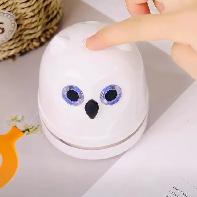 Alt view image 6 of 7 - Mini Crumb Vacuum Cleaner Owl Tabletop Crumb Sweeper Vacuum USB Recharging Craft Desk Vacuum Cleaner for Glitter Paper Scraps Eraser Crumbs Pencil Shavings Cookie Crumbs