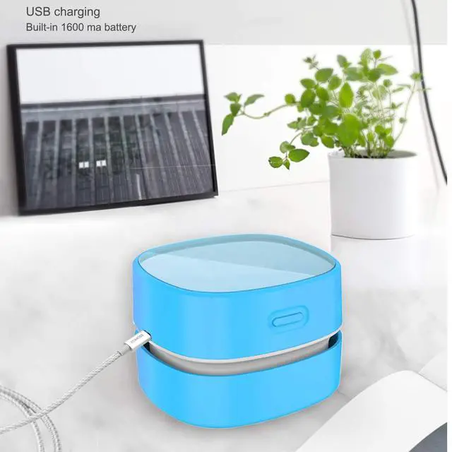 Alt view image 2 of 6 - Desktop Vacuum Cleaner,Mini Table dust Sweeper Energy Saving,High Endurance up to 400 mins,Cordless&360º Rotatable for Cleaning Hairs,Crumbs,Computer Keyboard of Kid Gift(Blue Charging)