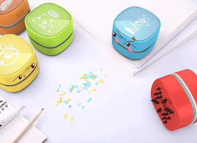 Alt view image 3 of 6 - Desktop Vacuum Cleaner,Mini Table dust Sweeper Energy Saving,High Endurance up to 400 mins,Cordless&360º Rotatable for Cleaning Hairs,Crumbs,Computer Keyboard of Gifts for Kids (Red)