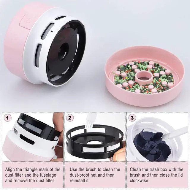 Alt view image 4 of 6 - Diamond Tools, Diamond Accessories for Diamonds, Desk Accessories Hand-Held Vacuum Cleaner, Desk Vacuum Cleaner Mini (Pink)
