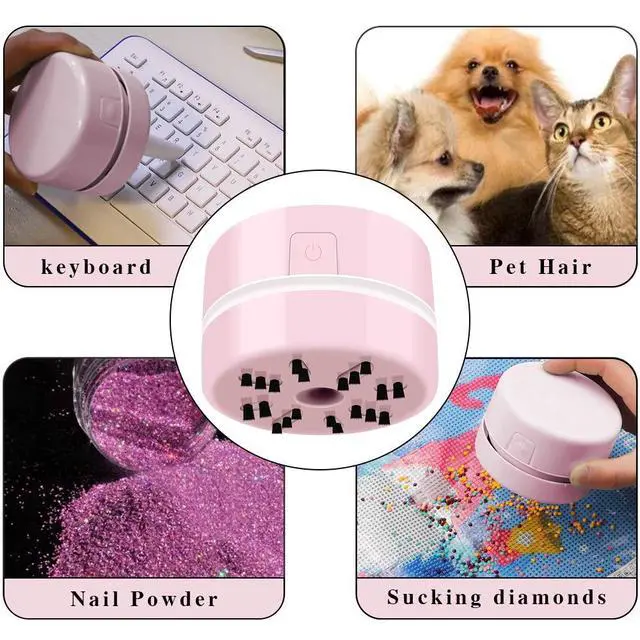 Alt view image 6 of 6 - Diamond Tools, Diamond Accessories for Diamonds, Desk Accessories Hand-Held Vacuum Cleaner, Desk Vacuum Cleaner Mini (Pink)