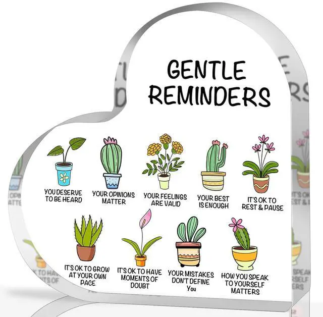 Main image of Gentle Reminders Decor, Positive Affirmations Desktop Art Decorations for Home Therapy Office School Counselling Office Mental Health Awareness Gifts