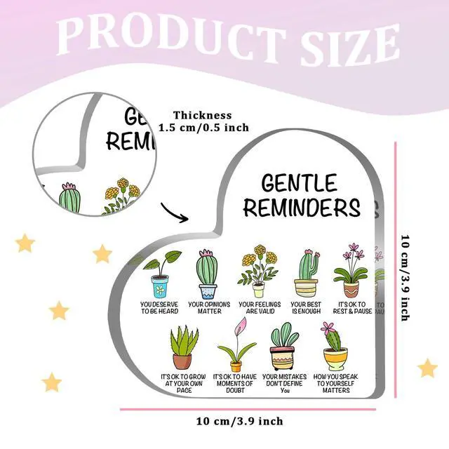 Alt view image 2 of 6 - Gentle Reminders Decor, Positive Affirmations Desktop Art Decorations for Home Therapy Office School Counselling Office Mental Health Awareness Gifts