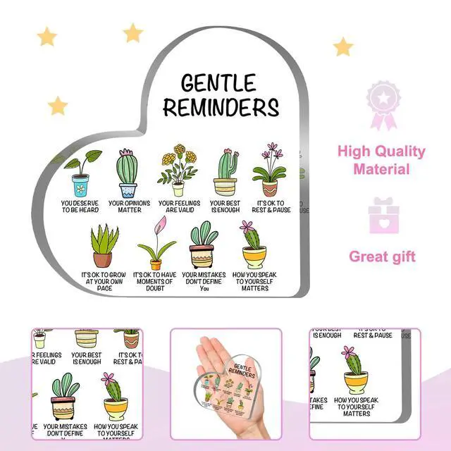 Alt view image 3 of 6 - Gentle Reminders Decor, Positive Affirmations Desktop Art Decorations for Home Therapy Office School Counselling Office Mental Health Awareness Gifts