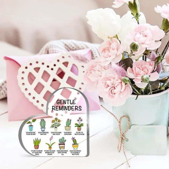 Alt view image 4 of 6 - Gentle Reminders Decor, Positive Affirmations Desktop Art Decorations for Home Therapy Office School Counselling Office Mental Health Awareness Gifts