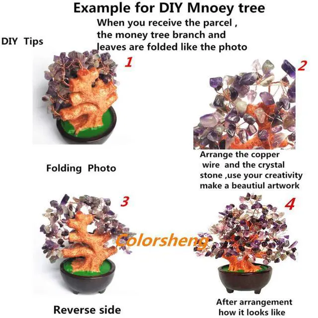 Alt view image 3 of 3 - Feng Shui Quartz Crystal Money Tree Bonsai Style Decoration for Luck and Wealth (Purple)