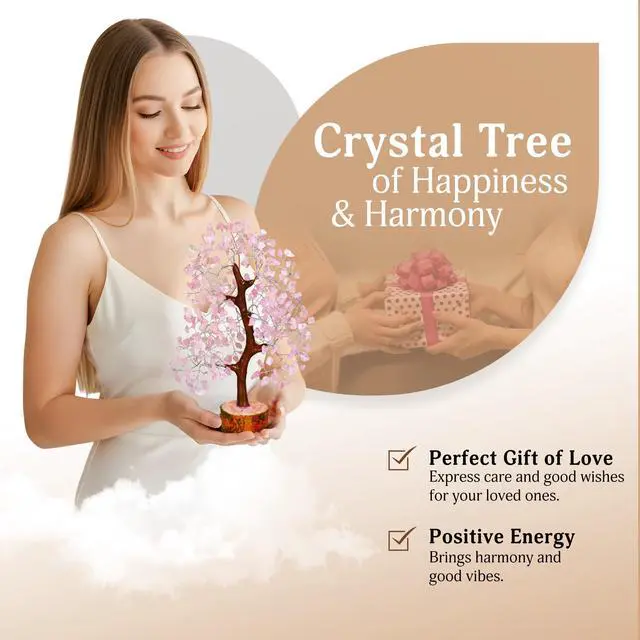 Alt view image 4 of 7 - Rose Quartz Tree, Rose Quarts Crystal, Stone Crystal Money Tree - Feng Shui Decor - Spiritual Gift, Home Office Decor - 10-12 Inch Approx