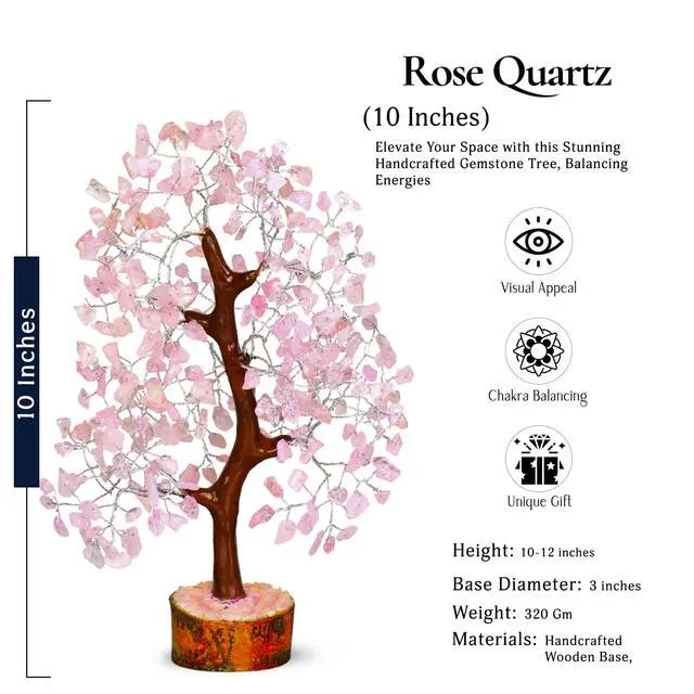Alt view image 2 of 7 - Rose Quartz Tree, Rose Quarts Crystal, Stone Crystal Money Tree - Feng Shui Decor - Spiritual Gift, Home Office Decor - 10-12 Inch Approx