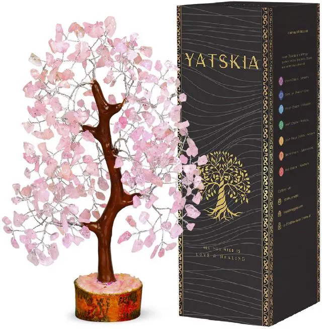 Main image of Rose Quartz Tree, Rose Quarts Crystal, Stone Crystal Money Tree - Feng Shui Decor - Spiritual Gift, Home Office Decor - 10-12 Inch Approx