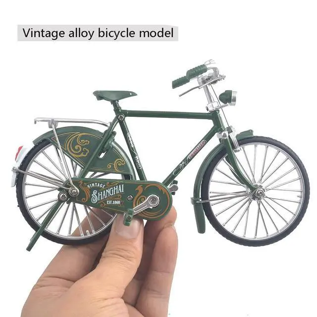 Alt view image 5 of 7 - Vintage Metal Bicycle Ornaments Desktop Mini Retro Style Alloy Classical Bike Toy Figurines Home Decoration for Children Toys Gifts (Green)
