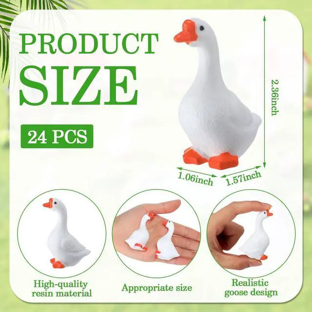 Alt view image 3 of 6 - 24 Pcs Mini Goose Figurines Tiny Resin Silly Goose Statue Porch Lawn Yard Garden Decor Miniature Geese Animal Statues to Hide for DIY Crafts, Micro Landscape Ornaments