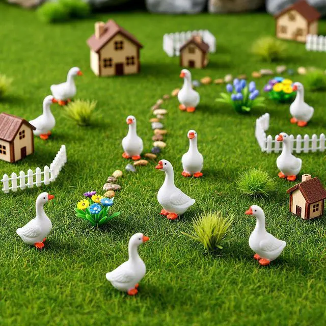 Alt view image 2 of 6 - 24 Pcs Mini Goose Figurines Tiny Resin Silly Goose Statue Porch Lawn Yard Garden Decor Miniature Geese Animal Statues to Hide for DIY Crafts, Micro Landscape Ornaments