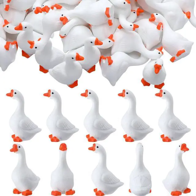 Main image of 24 Pcs Mini Goose Figurines Tiny Resin Silly Goose Statue Porch Lawn Yard Garden Decor Miniature Geese Animal Statues to Hide for DIY Crafts, Micro Landscape Ornaments