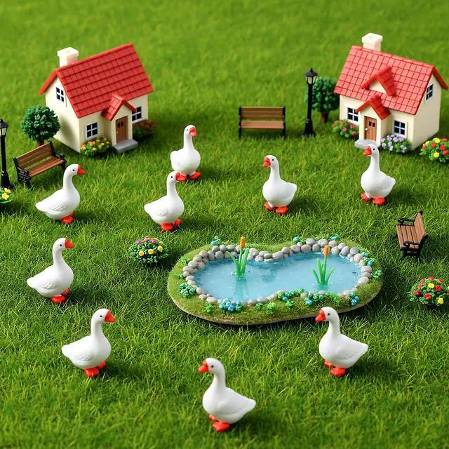 Alt view image 4 of 6 - 24 Pcs Mini Goose Figurines Tiny Resin Silly Goose Statue Porch Lawn Yard Garden Decor Miniature Geese Animal Statues to Hide for DIY Crafts, Micro Landscape Ornaments