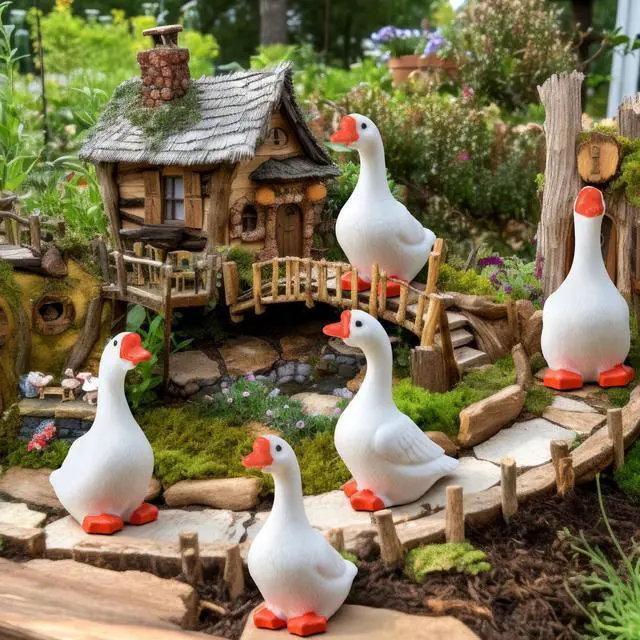 Alt view image 6 of 6 - 24 Pcs Mini Goose Figurines Tiny Resin Silly Goose Statue Porch Lawn Yard Garden Decor Miniature Geese Animal Statues to Hide for DIY Crafts, Micro Landscape Ornaments