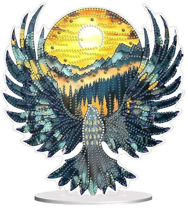 Main image of Diamond Painting Kits Desktop Ornaments for Adults,DIY Eagle Sunset Special Shaped Crystal Diamond Art Tabletop Kit, Diamond Ornament for Adult Beginner Home Office Decor Crafts Gift