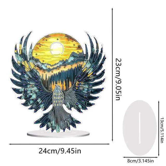 Alt view image 2 of 6 - Diamond Painting Kits Desktop Ornaments for Adults,DIY Eagle Sunset Special Shaped Crystal Diamond Art Tabletop Kit, Diamond Ornament for Adult Beginner Home Office Decor Crafts Gift