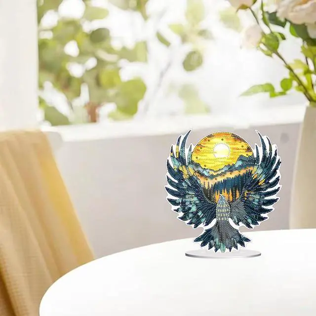 Alt view image 5 of 6 - Diamond Painting Kits Desktop Ornaments for Adults,DIY Eagle Sunset Special Shaped Crystal Diamond Art Tabletop Kit, Diamond Ornament for Adult Beginner Home Office Decor Crafts Gift