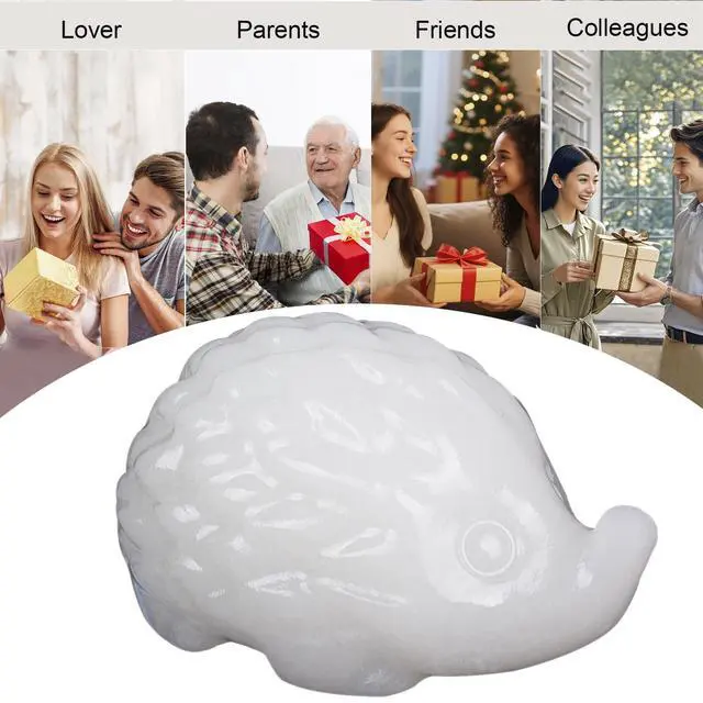 Alt view image 6 of 6 - Natural White Jade Crystal Hedgehog Sculpture Cute Charm for Love Desk Ornament Energy Booster Healing Crystal Ornament Wealth Hedgehog Decor Handmade Art Piece