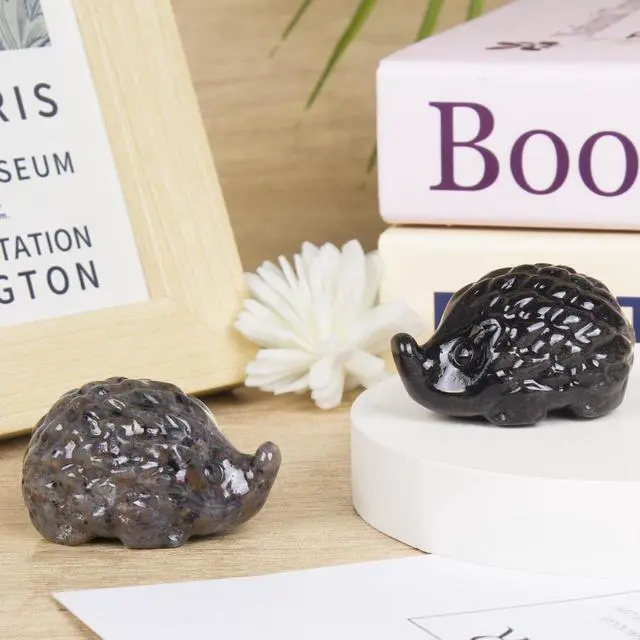 Alt view image 4 of 6 - Natural White Jade Crystal Hedgehog Sculpture Cute Charm for Love Desk Ornament Energy Booster Healing Crystal Ornament Wealth Hedgehog Decor Handmade Art Piece