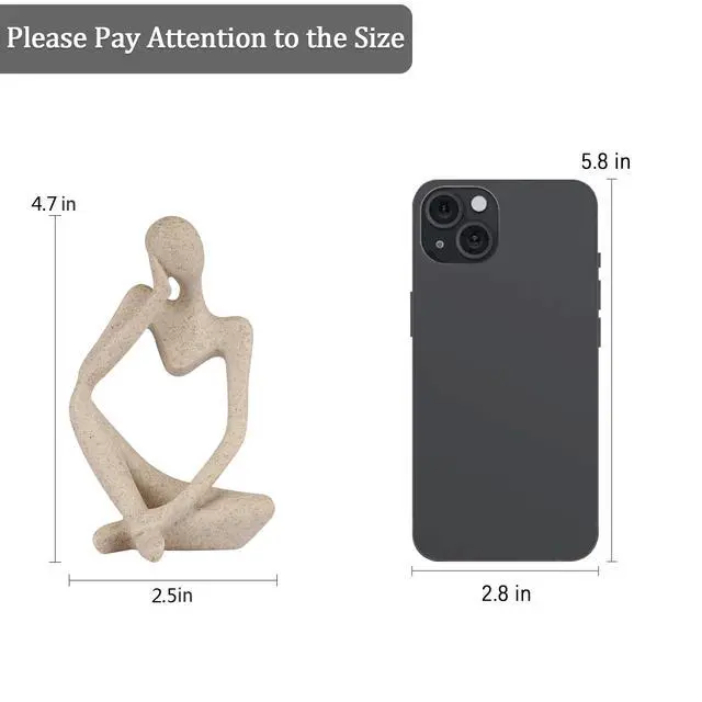 Alt view image 2 of 7 - Sandstone Resin Thinker Style Abstract Sculpture Statue Collectible Figurines Home Office Bookshelf Desktop Decor(Small Sandstone,Left)