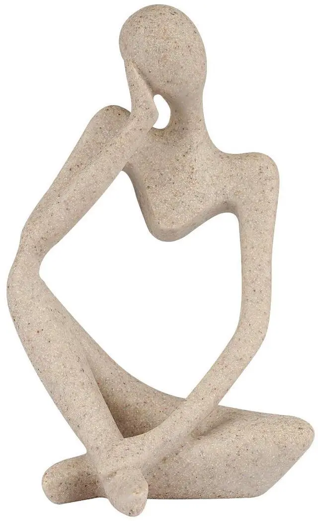 Main image of Sandstone Resin Thinker Style Abstract Sculpture Statue Collectible Figurines Home Office Bookshelf Desktop Decor(Small Sandstone,Left)