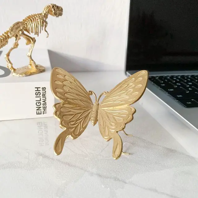 Alt view image 5 of 6 - Gold Butterfly Figurine Home Decor, Solid Metal Butterfly Centerpiece Decoration, Mini Insect Ornament Animal Desk Figurines for Home Office Desktop