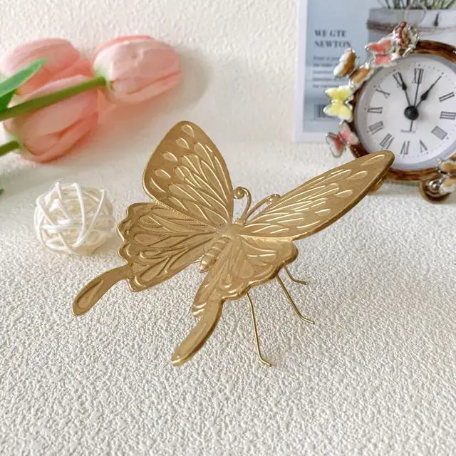 Alt view image 4 of 6 - Gold Butterfly Figurine Home Decor, Solid Metal Butterfly Centerpiece Decoration, Mini Insect Ornament Animal Desk Figurines for Home Office Desktop