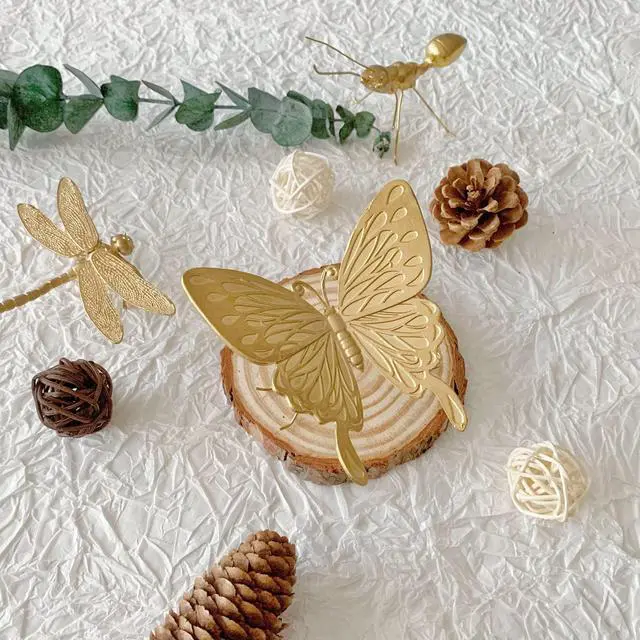 Alt view image 6 of 6 - Gold Butterfly Figurine Home Decor, Solid Metal Butterfly Centerpiece Decoration, Mini Insect Ornament Animal Desk Figurines for Home Office Desktop