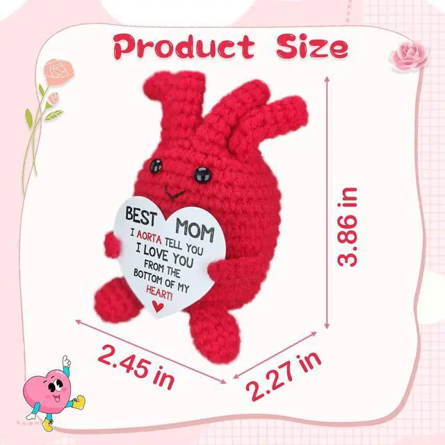 Alt view image 2 of 7 - Handmade Crochet Heart Mom Thanks Gifts Thoughtful Easter Basket Filler for Stepmother Godmother Mama from Son Daughter, Mother' Day Special Idea Desktop Spring Decoration for Home & Office
