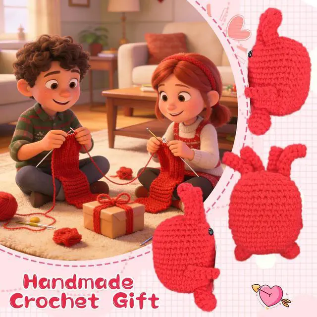 Alt view image 4 of 7 - Handmade Crochet Heart Mom Thanks Gifts Thoughtful Easter Basket Filler for Stepmother Godmother Mama from Son Daughter, Mother' Day Special Idea Desktop Spring Decoration for Home & Office