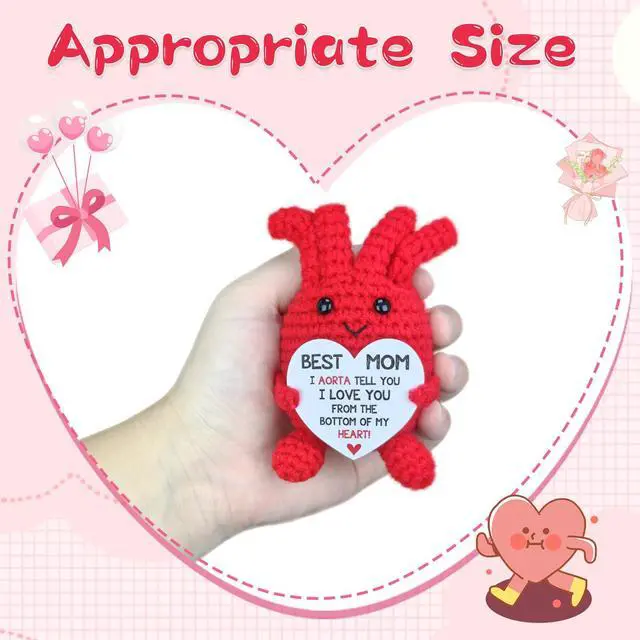 Alt view image 3 of 7 - Handmade Crochet Heart Mom Thanks Gifts Thoughtful Easter Basket Filler for Stepmother Godmother Mama from Son Daughter, Mother' Day Special Idea Desktop Spring Decoration for Home & Office