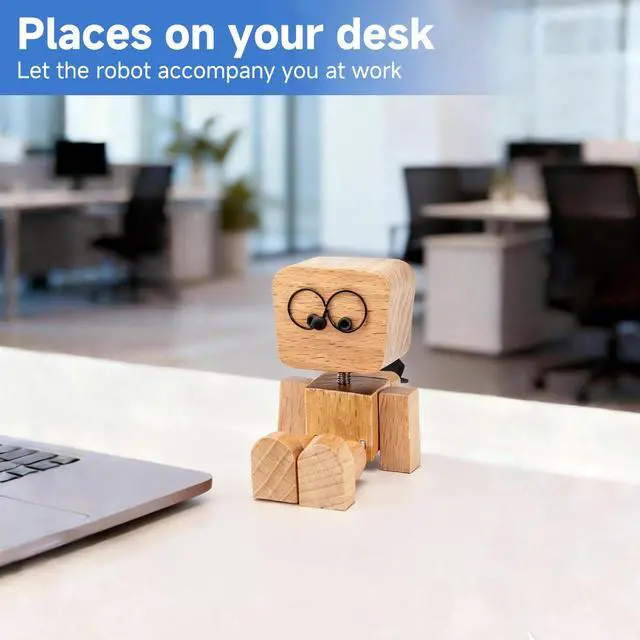 Alt view image 5 of 6 - Shaking Wooden Man Figurine - 12PCS Magnetic Changeable Faces, Handmade Spring Legs Wobbly Doll for Car Dashboard & Office Desk Decor, Funny Kinetic Desktop Ornament Creative Gift