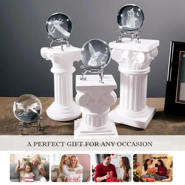 Alt view image 7 of 7 - 3D Laser Engraved Bird Crystal Ball with Stand Paperweight Gift for Women Mom 60mm Crystal Bird Figurine Glass Animal Decorative Ball for Home Room Office Decoration