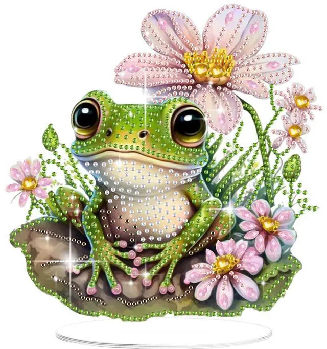 Main image of Frog Diamond Art Desktop Ornaments Kits for Adults Beginners, 5D Special Shape Diamond Art Painting Animals Tabletop Ornaments, Crystal Gem Art Painting for Home Table Decor Crafts Gift