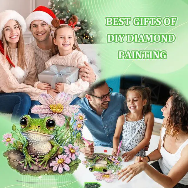 Alt view image 5 of 7 - Frog Diamond Art Desktop Ornaments Kits for Adults Beginners, 5D Special Shape Diamond Art Painting Animals Tabletop Ornaments, Crystal Gem Art Painting for Home Table Decor Crafts Gift