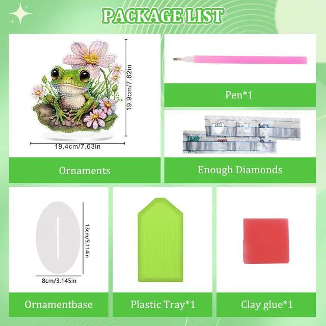 Alt view image 6 of 7 - Frog Diamond Art Desktop Ornaments Kits for Adults Beginners, 5D Special Shape Diamond Art Painting Animals Tabletop Ornaments, Crystal Gem Art Painting for Home Table Decor Crafts Gift