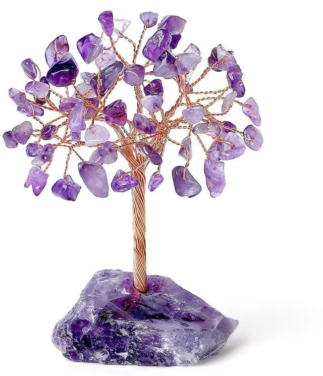 Main image of Natural Amethyst Crystal Tree Purple Gifts for Women Mom Office Desk Decor Cubicle Decorations Meditation Accessories 3.93"-4.52" Money Fengshui Trees of Life