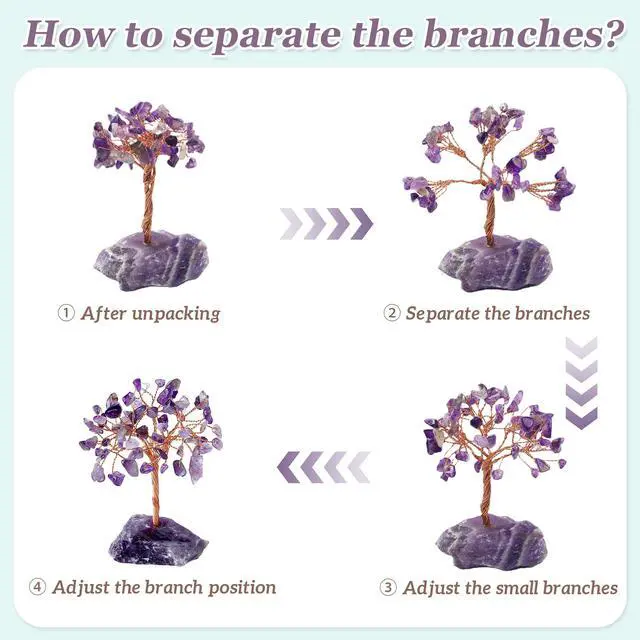 Alt view image 3 of 6 - Natural Amethyst Crystal Tree Purple Gifts for Women Mom Office Desk Decor Cubicle Decorations Meditation Accessories 3.93"-4.52" Money Fengshui Trees of Life